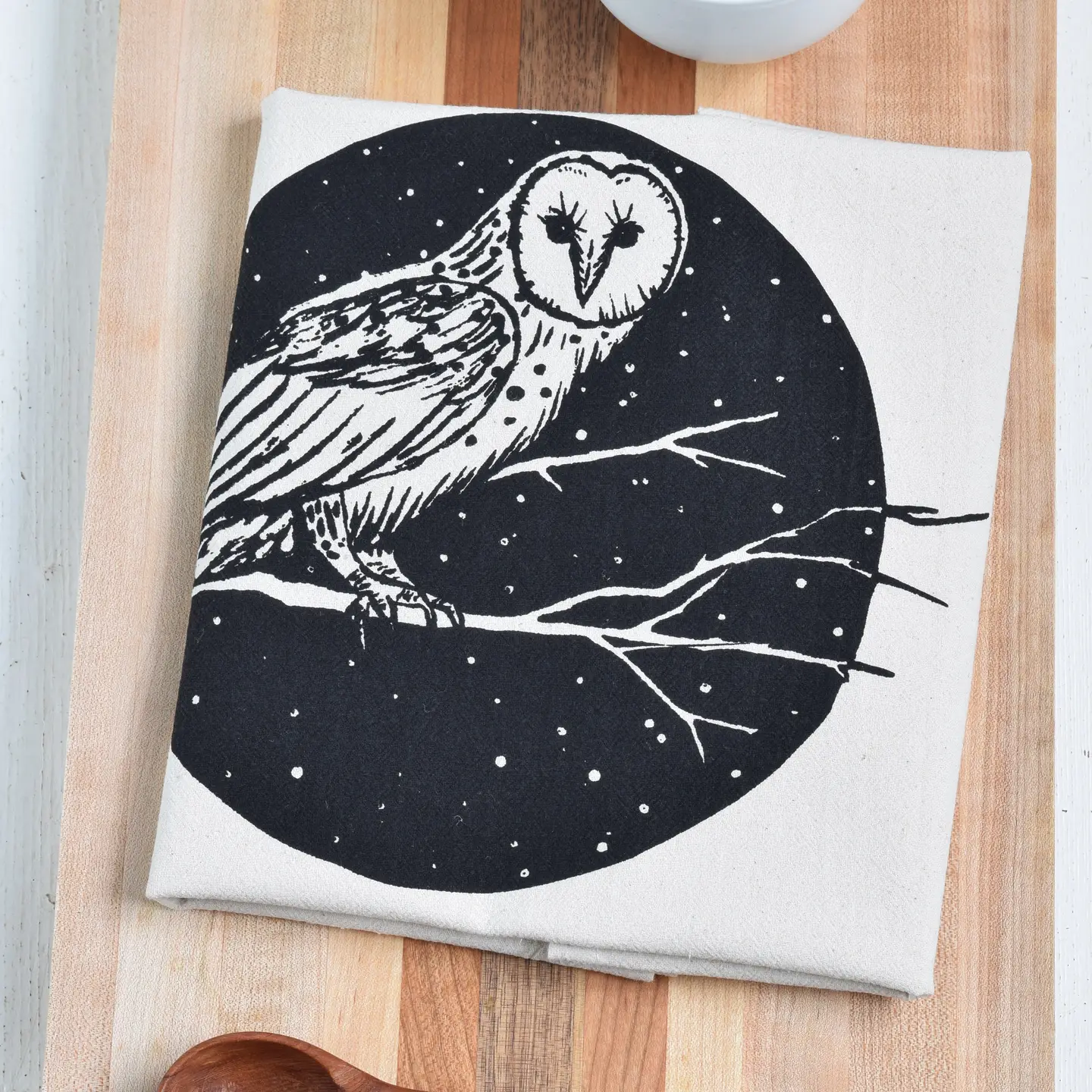 Organic Cotton Barn Owl Tea Towel