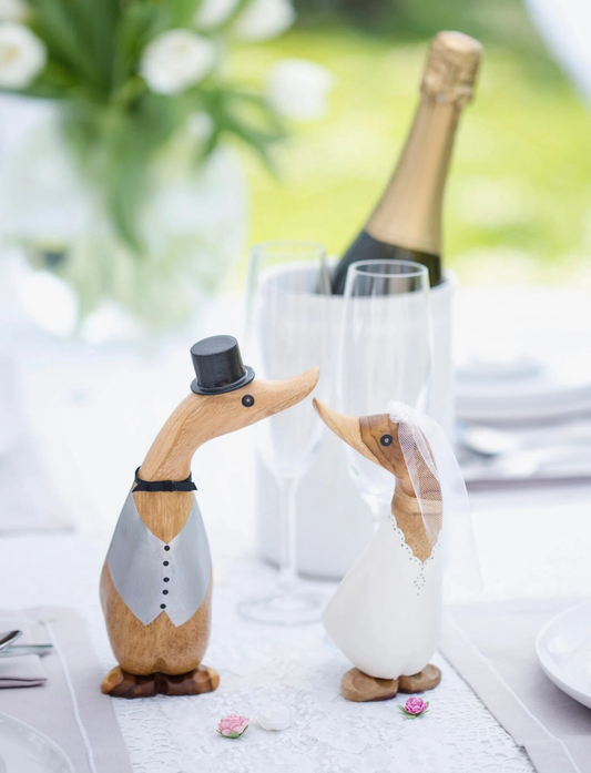 Bride & Groom Wooden Ducklings Set