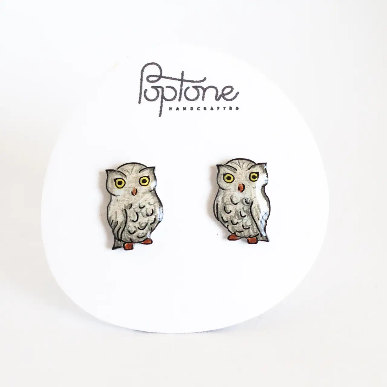 Cute Owl Stud Earrings White/Grey