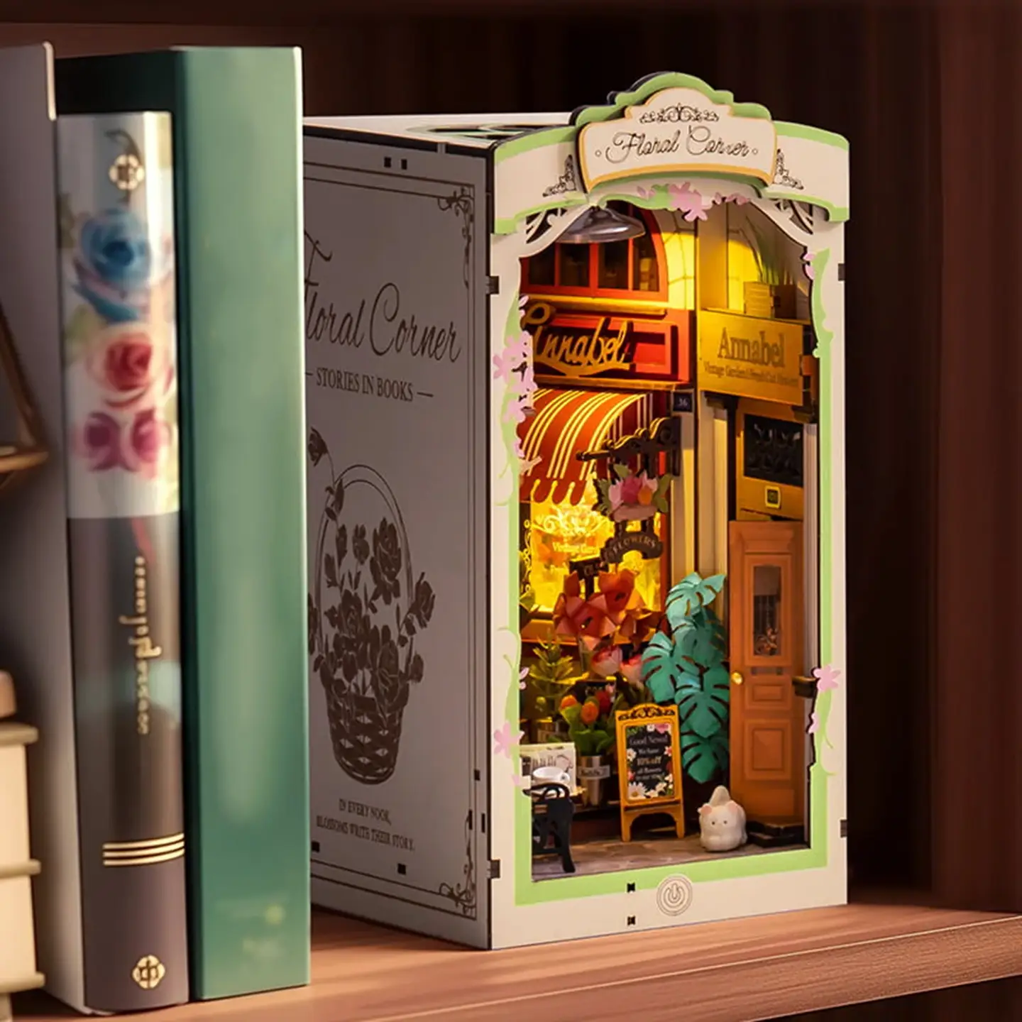 DIY Miniature Books Nook Kit: Floral Corner