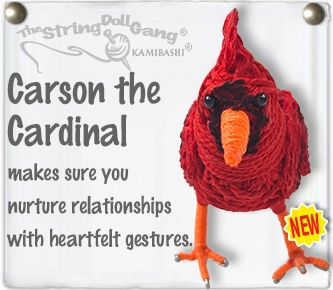 Carson the Cardinal String Doll Keychain