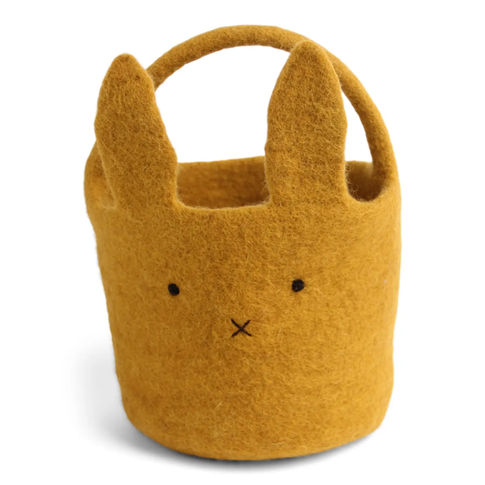 Everlasting Felted Big Bunny Basket Ochre