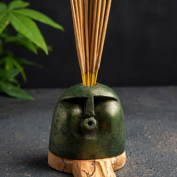 Green Stone Head Incense Burner