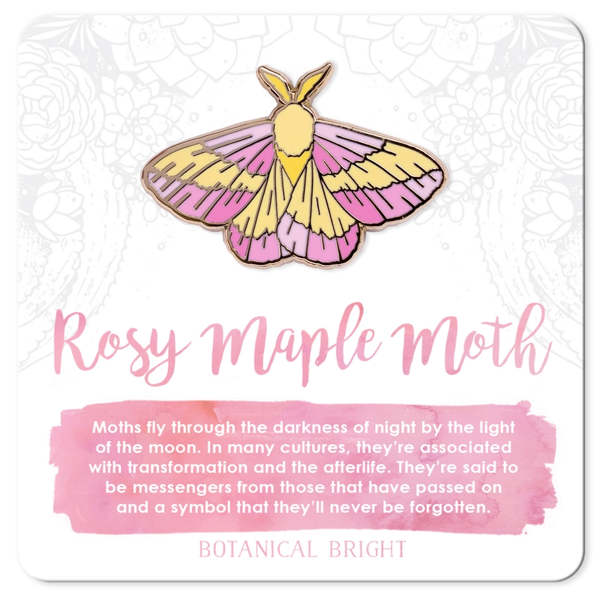 Rosy Maple Moth Enamel Pin