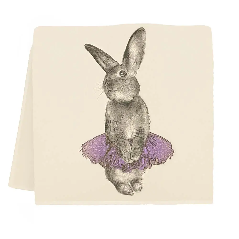 Bunny Tutu Tea Towel Purple