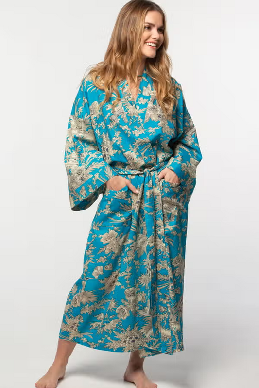 Kimono Robe - Turquoise & Gold