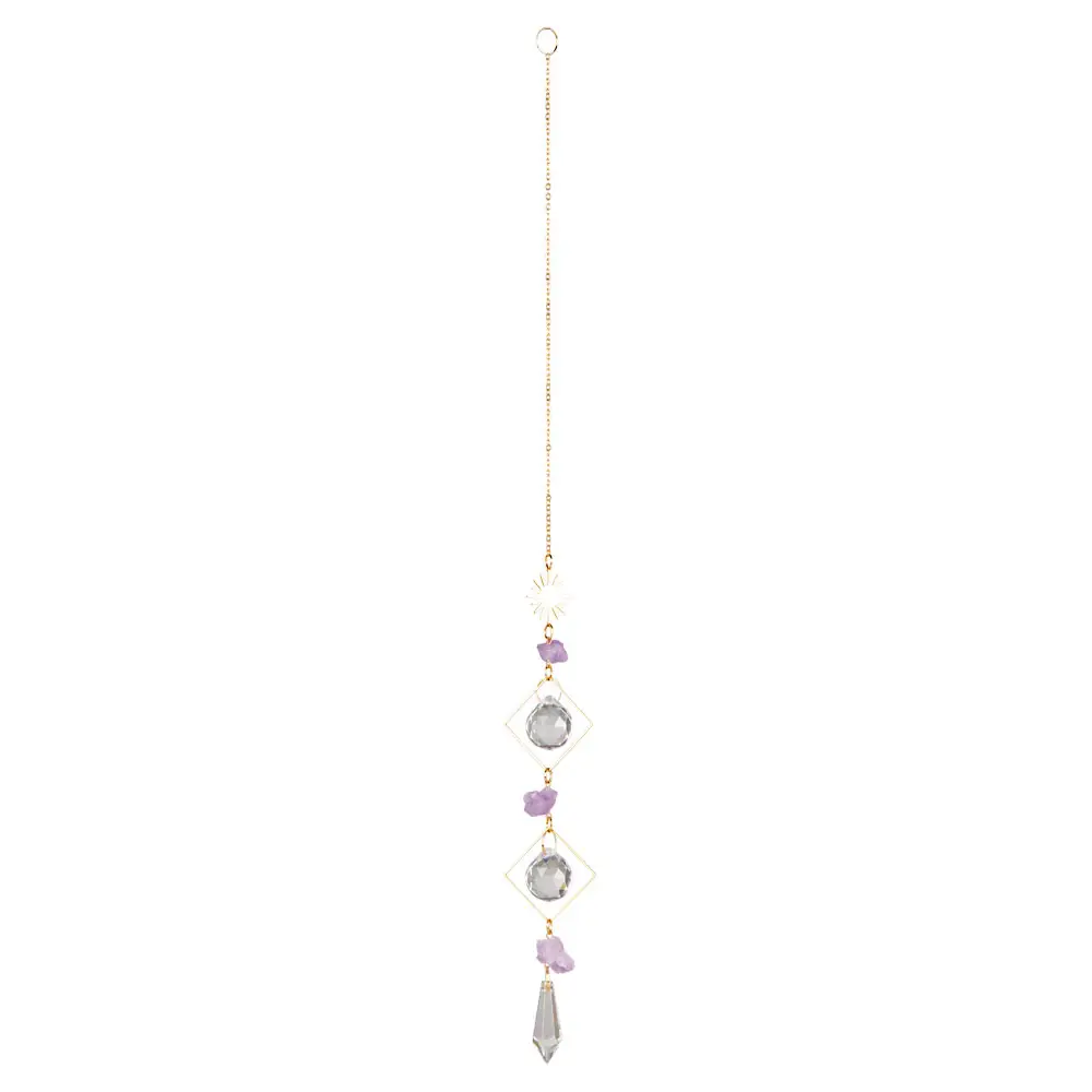 Sun Amethyst Double Triangle Crystal Suncatcher