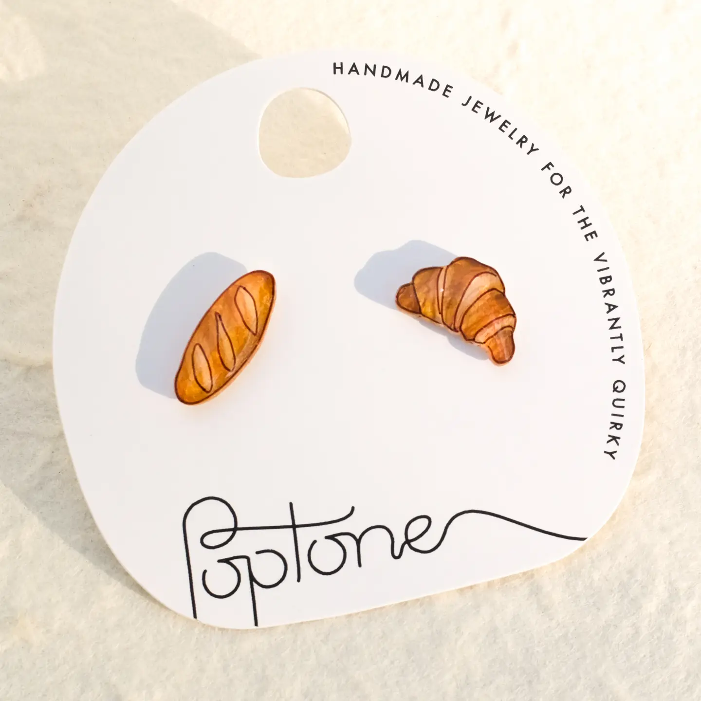 French Baguette + Croissant Stud Earrings