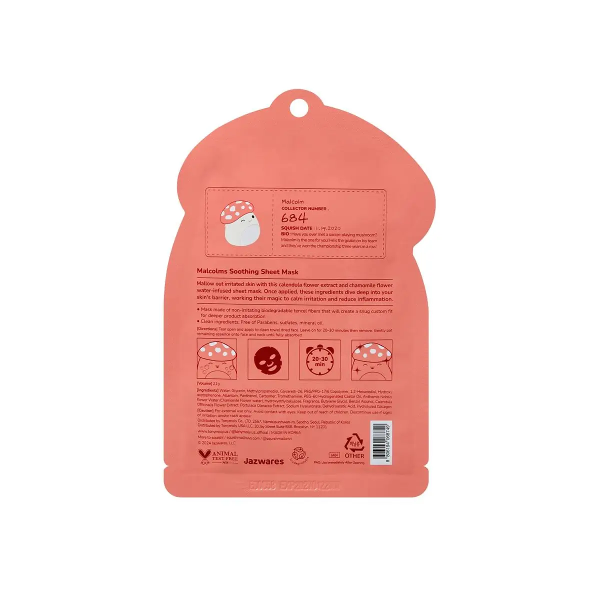 Squishmallows Malcolm Soothing Sheet Mask