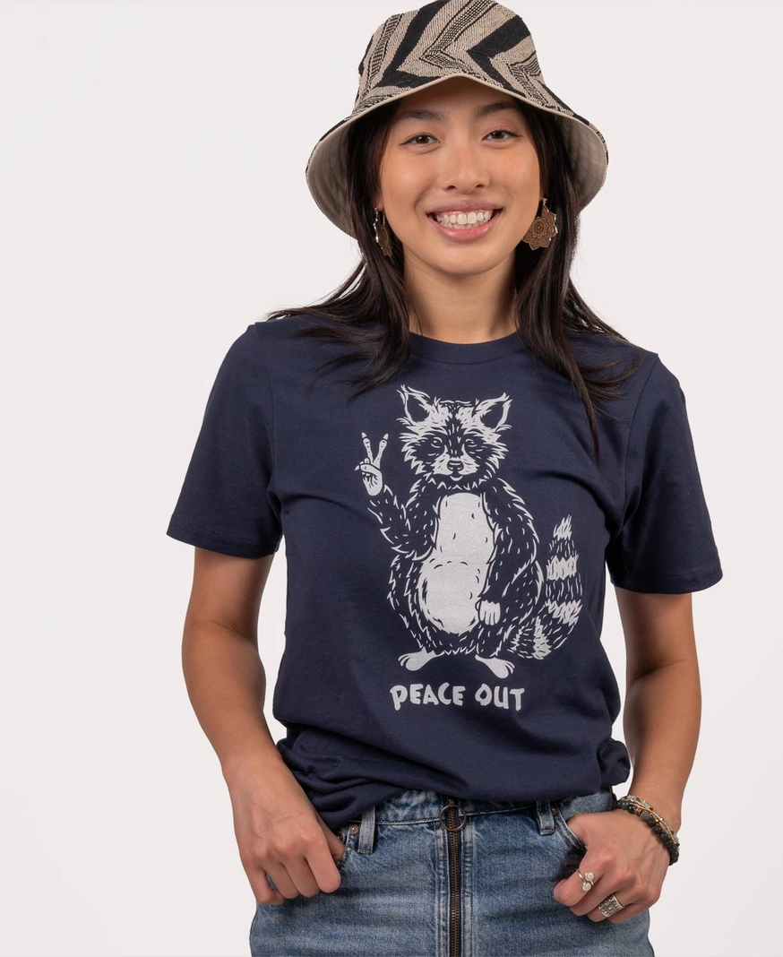 Peace Out Raccoon Organic T-Shirt