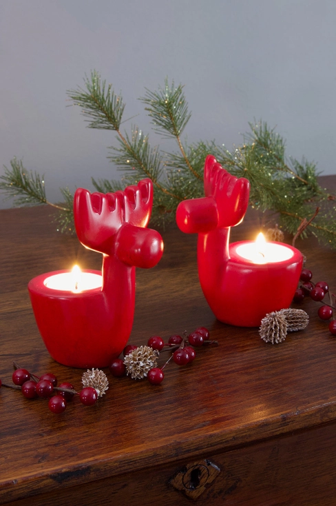 Red Reindeer Tealight Candle Holder