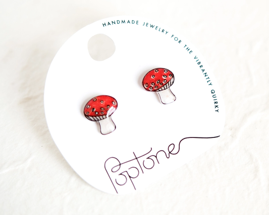 Red Mushroom Toastool Earrings