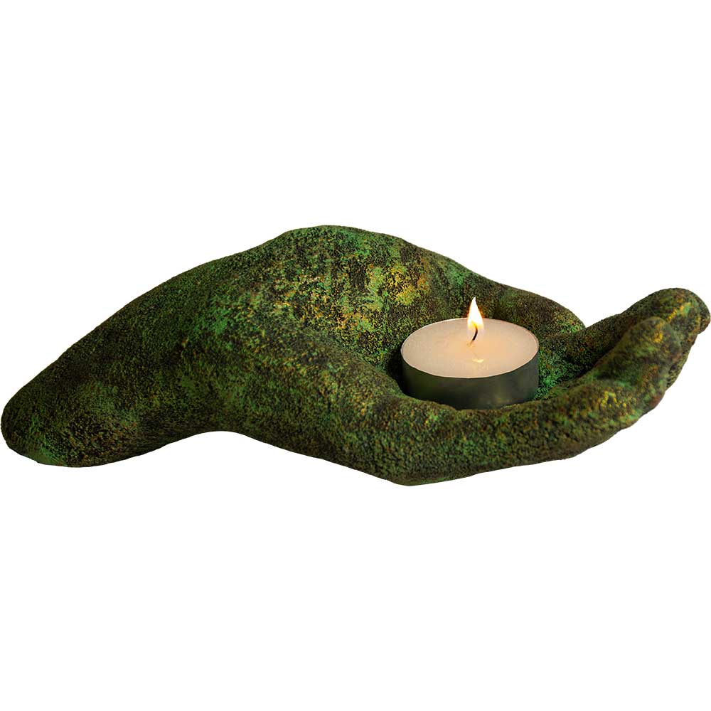 Offering Hand Volcanic Stone T-Light Holder