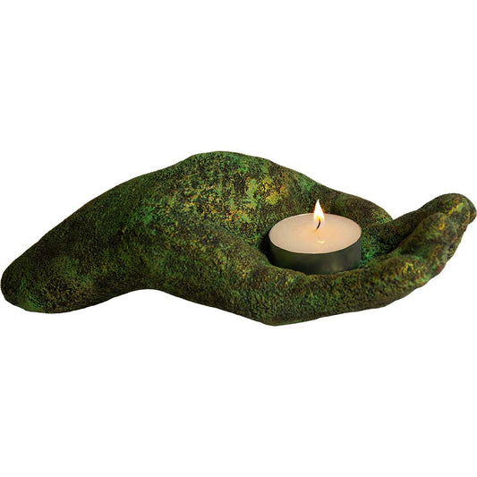 Offering Hand Volcanic Stone T-Light Holder
