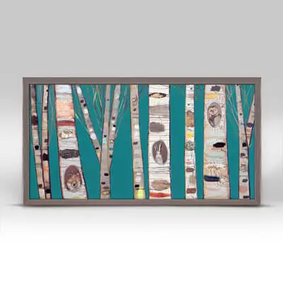 Teal Birch Trees Mini Canvas