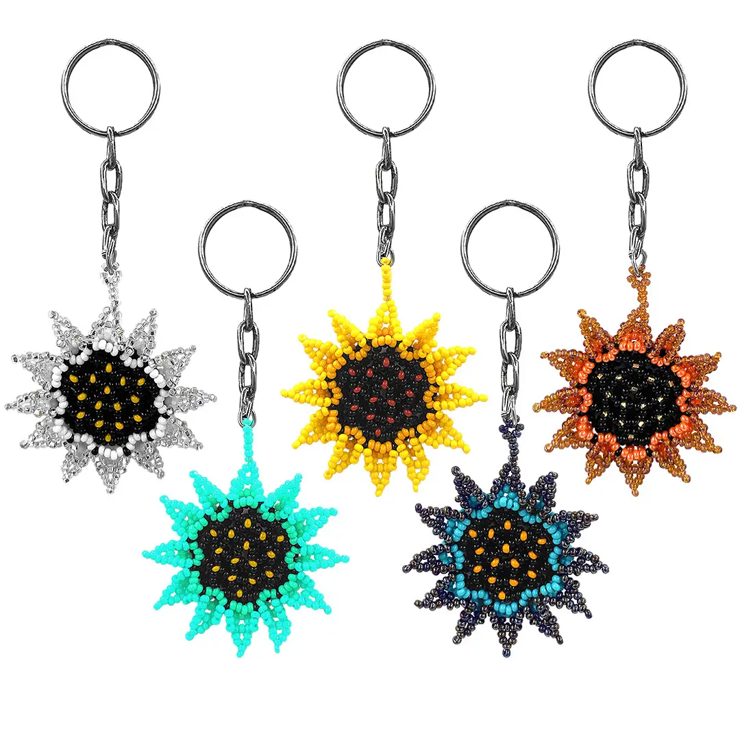 Beaded Sunflower Keychain