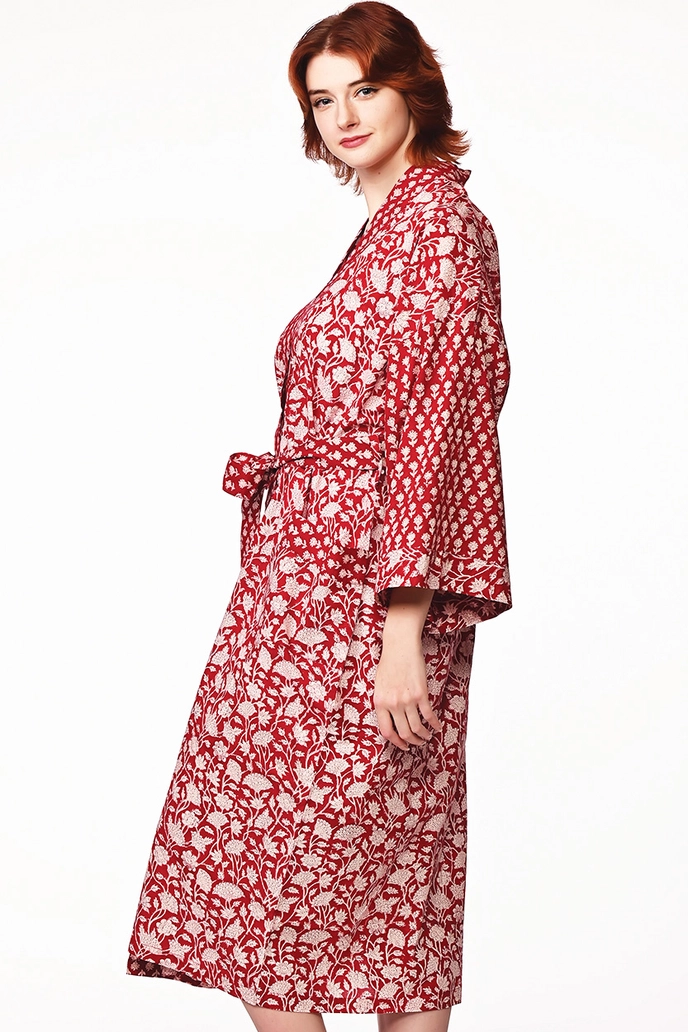 Kimono Robe - Red & White