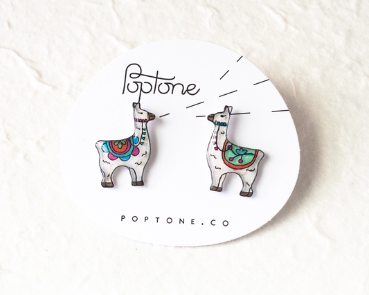 Llama Alpaca Stud Earrings