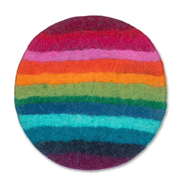 Rainbow Stripe Felt Trivet