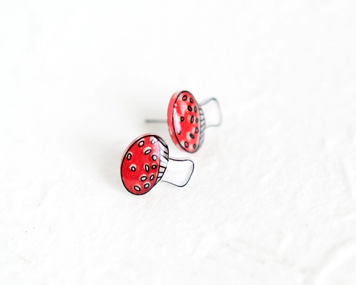 Red Mushroom Toastool Earrings