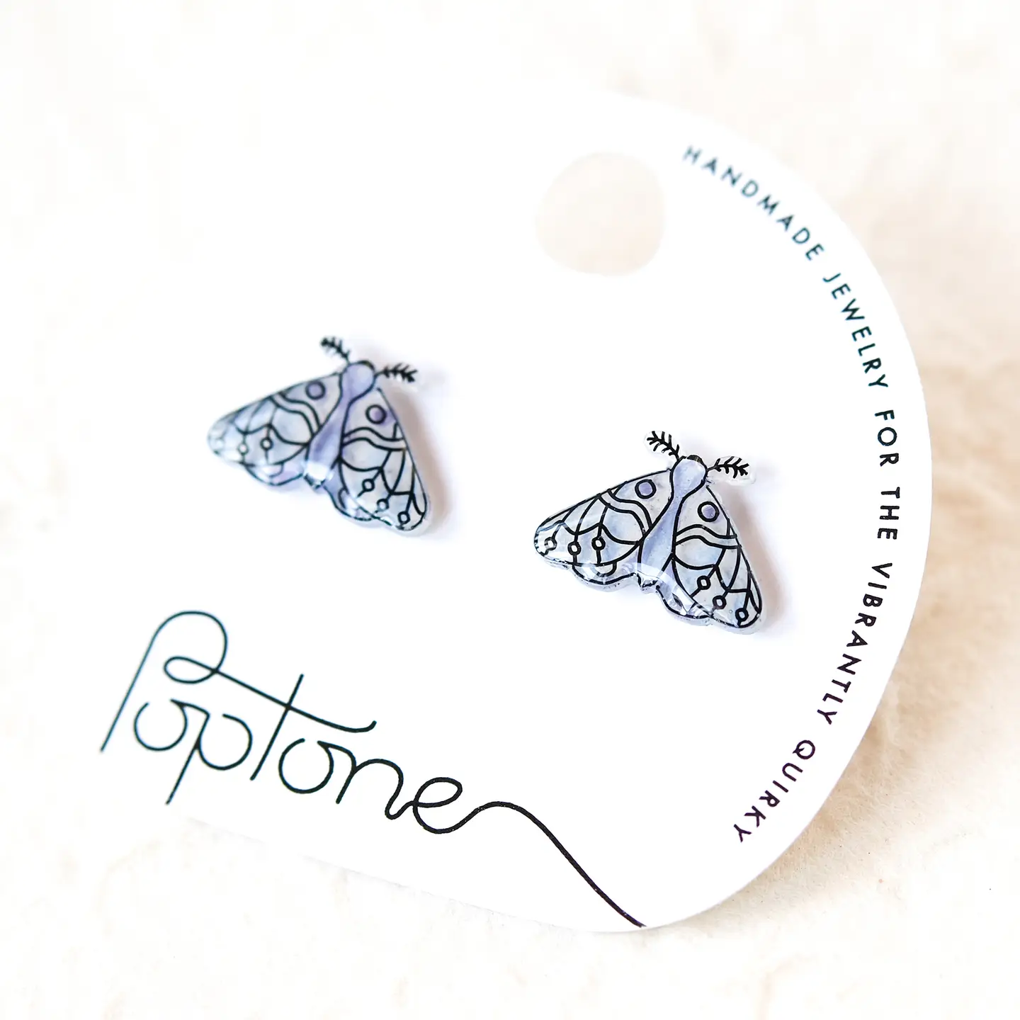 Winter White Moth Stud Earrings