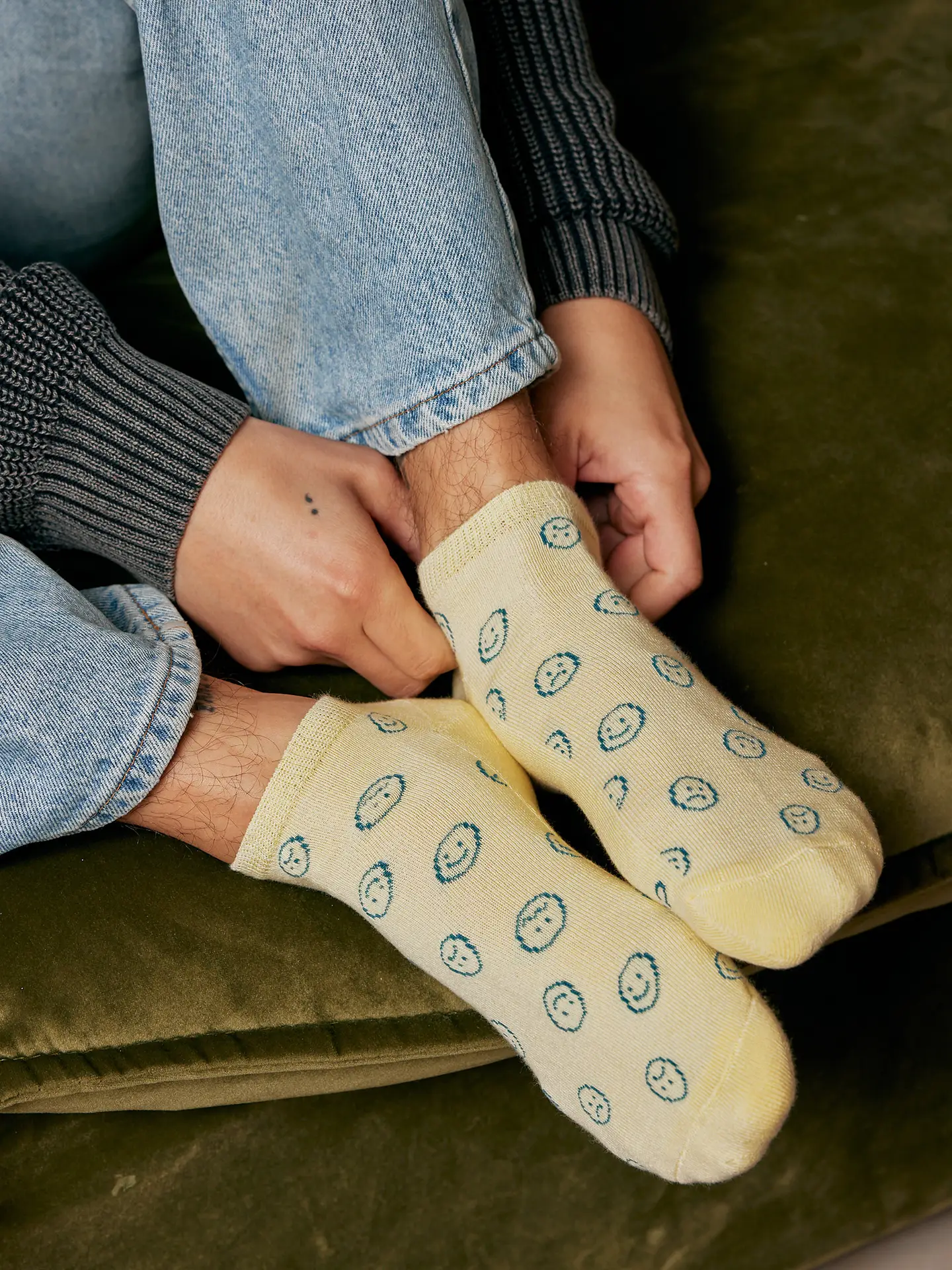 Ankle Socks That Support Mental Health Yellow Smiley Face