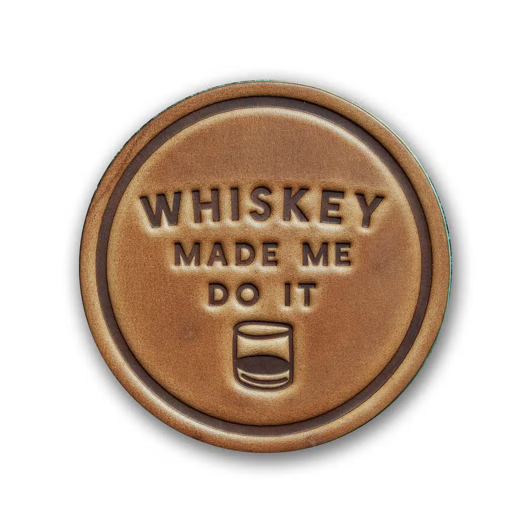 Leather Coaster - Whiskey Made Me
