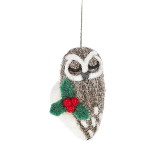 Felted Carol the Christmas Owl Ornament